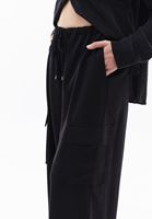 Bayan Siyah Orta Bel Wide-Leg Pantolon ( TENCEL )
