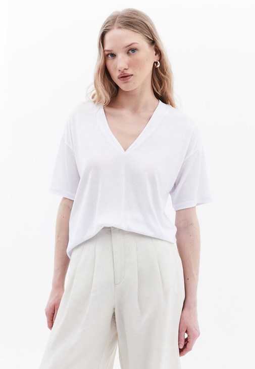  V Yaka Oversize Tişört ( TENCEL™ )