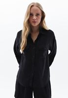 Bayan Siyah Oversize Cepli Gömlek ( TENCEL™ )