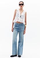 Bayan Krem Fırfırlı Bluz ( TENCEL™ )