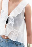 Bayan Krem Fırfırlı Bluz ( TENCEL™ )