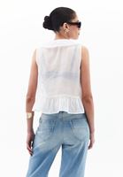 Bayan Krem Fırfırlı Bluz ( TENCEL™ )