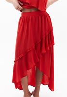 Bayan Kırmızı Asimetrik Kesim Etek ( TENCEL™ )