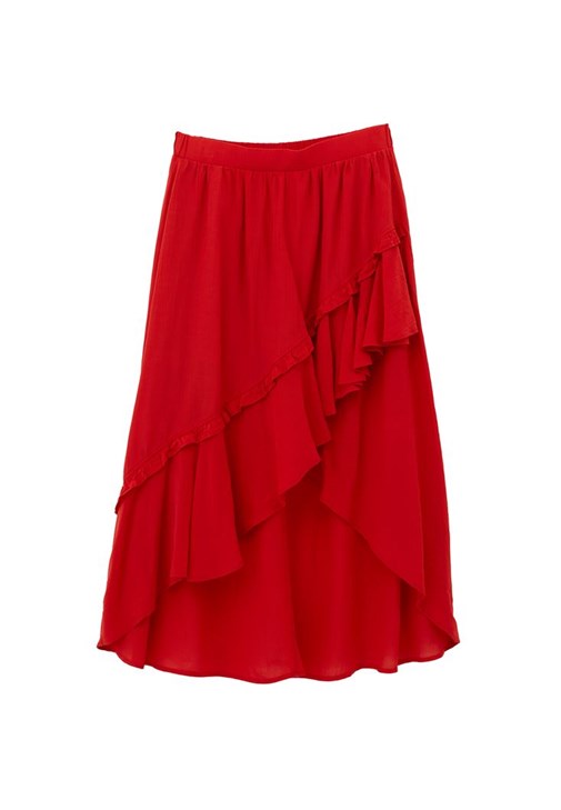 Asimetrik Kesim Uzun Etek ve Bluz Kombini