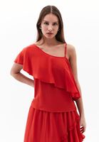 Bayan Kırmızı Volanlı Bluz ( TENCEL™ )