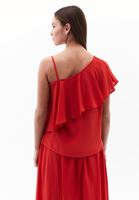 Bayan Kırmızı Volanlı Bluz ( TENCEL™ )