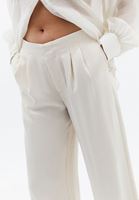 Bayan Krem Ultra Yüksek Bel Wide-Leg Pantolon ( TENCEL™ )
