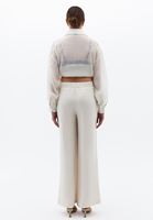 Bayan Krem Ultra Yüksek Bel Wide-Leg Pantolon ( TENCEL™ )