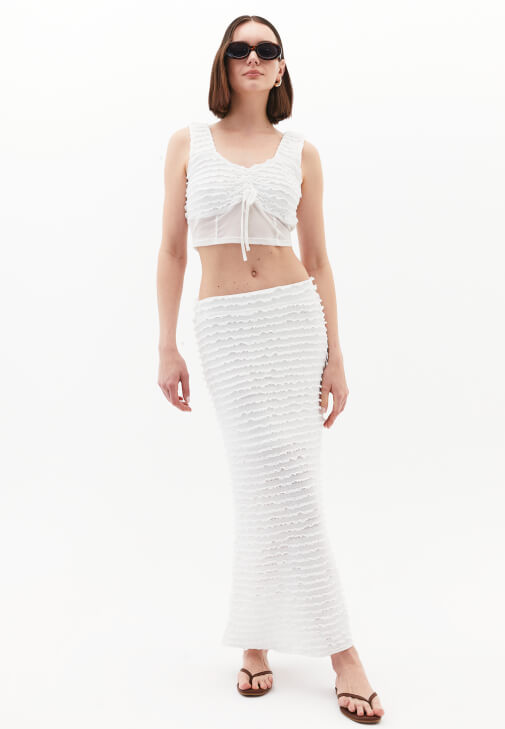 Uzun Etek ve Crop Bluz Kombini