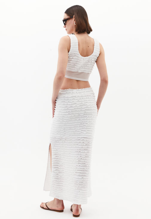 Uzun Etek ve Crop Bluz Kombini