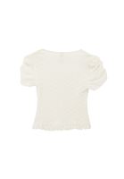 Bayan Krem Düğmeli V Yaka Bluz