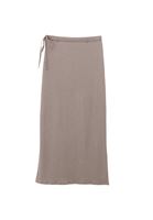 Bayan Bej Yüksek Bel Yırtmaçlı Uzun Etek