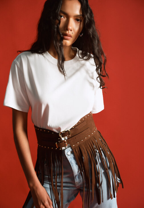 Kahverengi Püsküllü Kemer