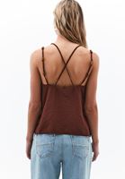 Bayan Kahverengi Boncuk Detaylı Bluz