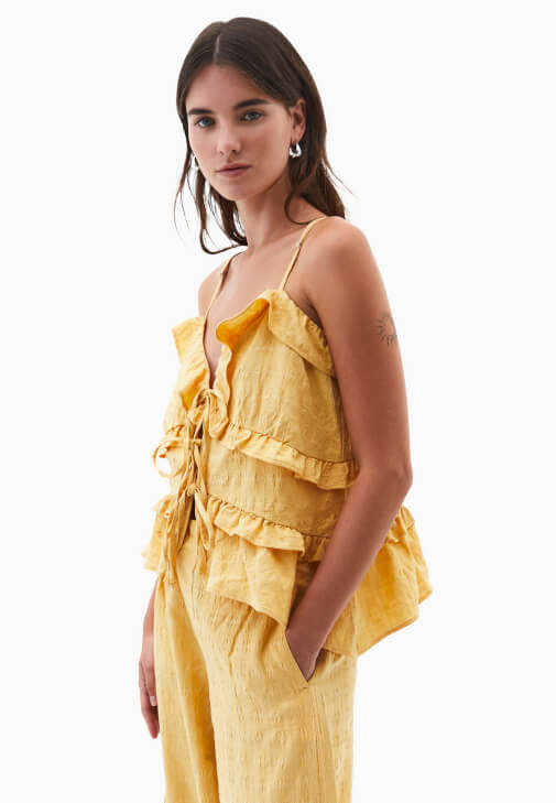 Keten Bluz ve Kargo Pantolon Kombini