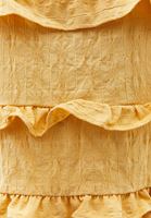 Bayan Sarı Keten Karışımlı Fırfırlı Bluz