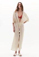 Bayan Krem Ajurlu Uzun Kimono