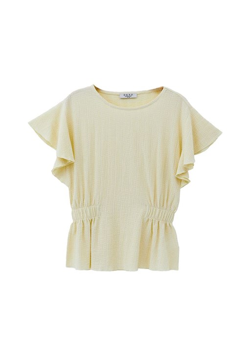 Büzgülü Bluz ve Wide-Leg Denim Pantolon Kombini