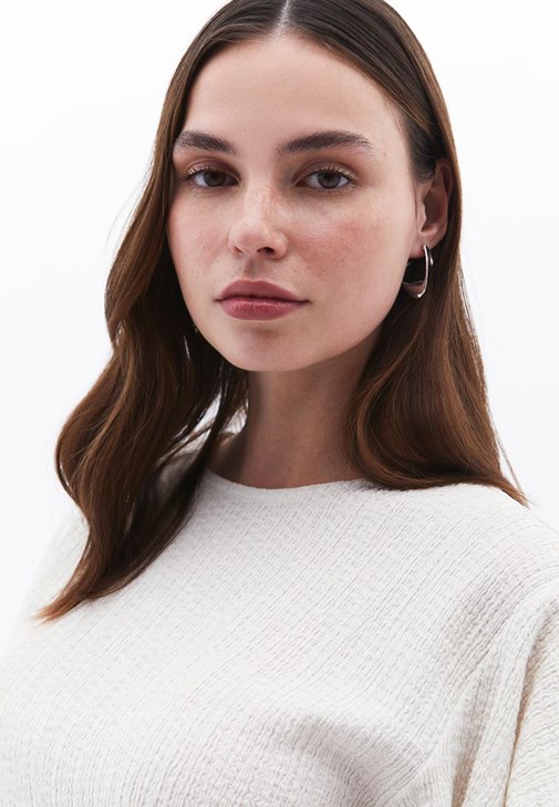 Büzgülü Bluz Denim Pantolon Kombini