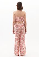Bayan Çok Renkli Keten Karışımlı Wide-Leg Pantolon