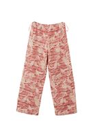 Bayan Çok Renkli Keten Karışımlı Wide-Leg Pantolon