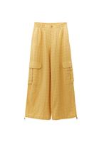 Bayan Sarı Keten Karışımlı Kargo Pantolon