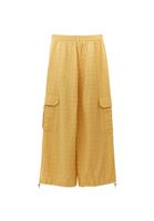 Bayan Sarı Keten Karışımlı Kargo Pantolon