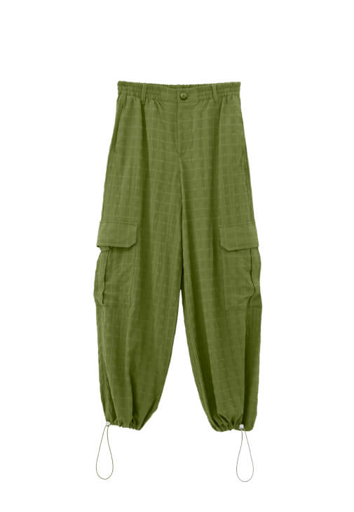 Keten Kargo Pantolon ve Keten Fırfırlı Bluz Kombini