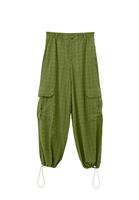 Bayan Yeşil Keten Karışımlı Kargo Pantolon