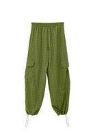 Bayan Yeşil Keten Karışımlı Kargo Pantolon