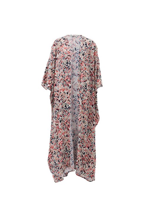 Desenli Kimono ve Mini Şort Kombini