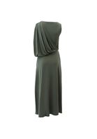 Bayan Yeşil Bot Yaka Dökümlü Elbise