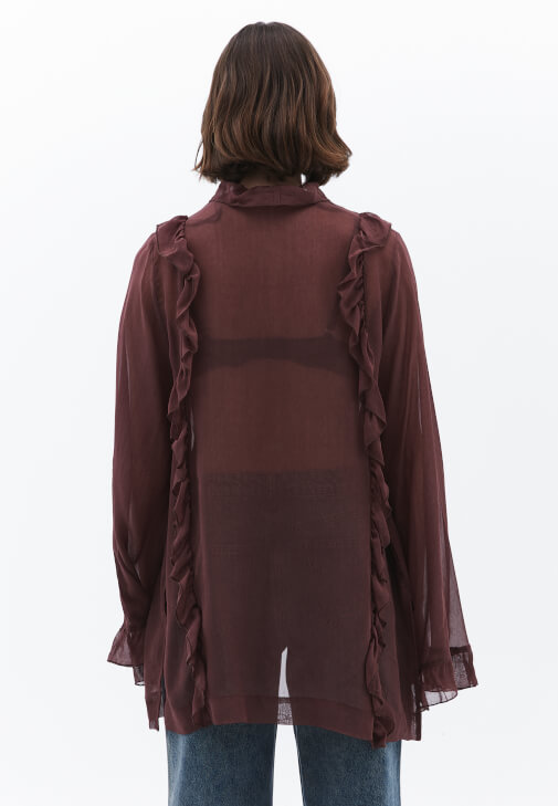 Fırfırlı Kimono ve Denim Pantolon Kombini