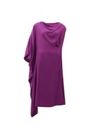 Bayan Mor Asimetrik Kesim Midi Elbise