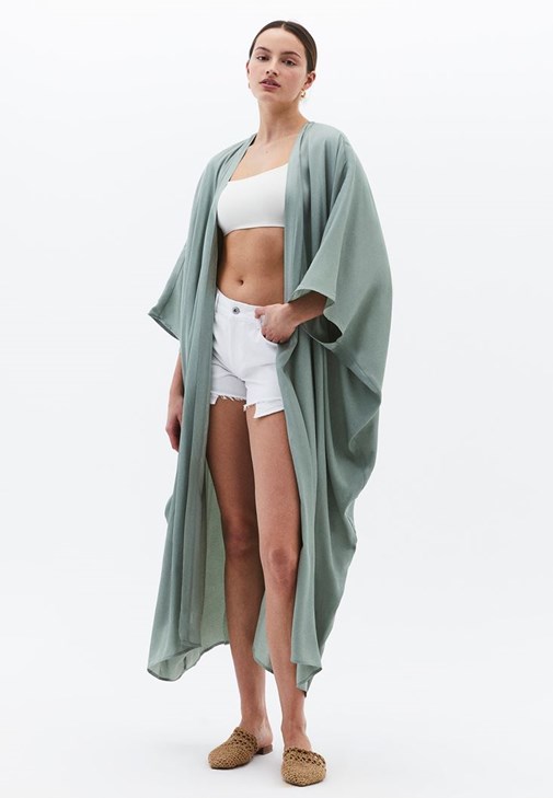 Yeşil Kol Detaylı Kimono