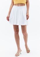 Bayan Beyaz Yüksek Bel Asimetrik Etek