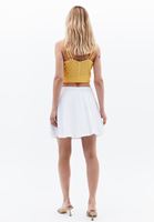 Bayan Beyaz Yüksek Bel Asimetrik Etek