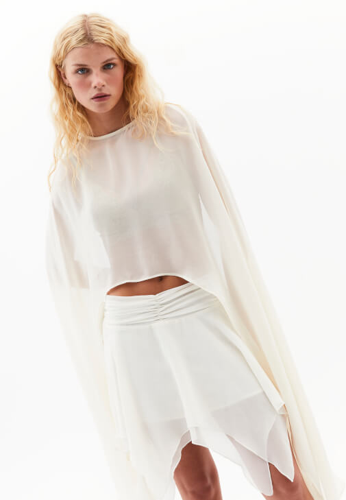 Pelerin Kimono ve Etek Kombini