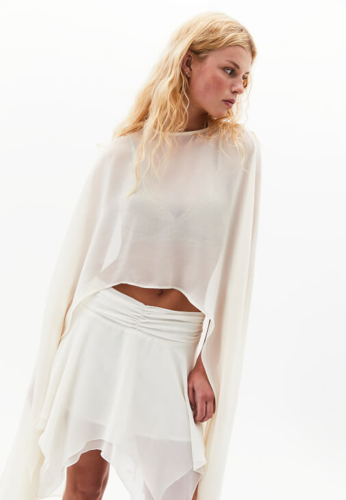 Pelerin Kimono ve Etek Kombini