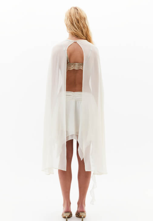 Pelerin Kimono ve Etek Kombini