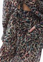 Bayan Çok Renkli Yüksek Bel Wide-Leg Pantolon