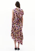 Bayan Çok Renkli Fırfır Detaylı Uzun Elbise