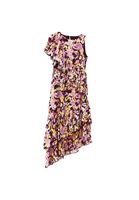 Bayan Çok Renkli Fırfır Detaylı Uzun Elbise