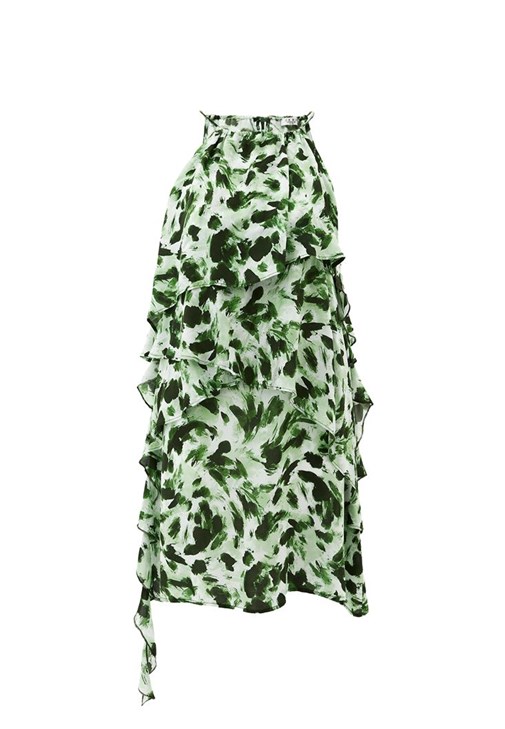 Fırfırlı Elbise ve Fiyonk Detaylı Terlik Kombini