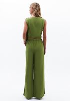 Bayan Yeşil Ultra Yüksek Bel Wide-Leg Pantolon