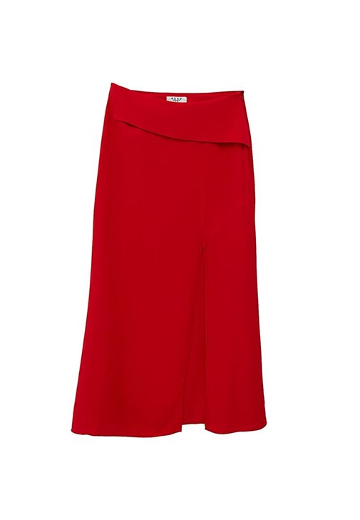 Yırtmaçlı Uzun Etek ve Tokalı Bluz Kombini