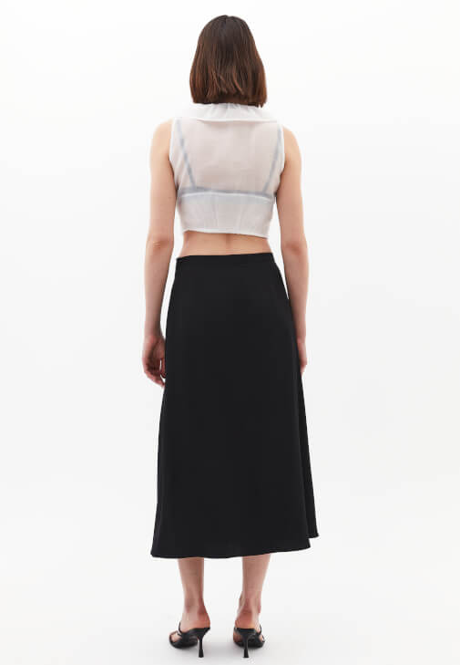 Yırtmaçlı Midi Etek ve Fırfırlı Bluz Kombini