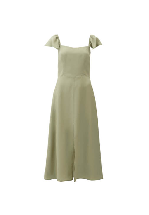 Yırtmaçlı Midi Elbise ve Topuklu Terlik Kombini