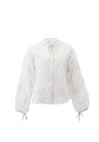 Bayan Beyaz Nakış Detaylı Oversize Bluz