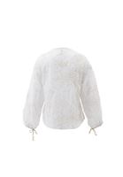 Bayan Beyaz Nakış Detaylı Oversize Bluz